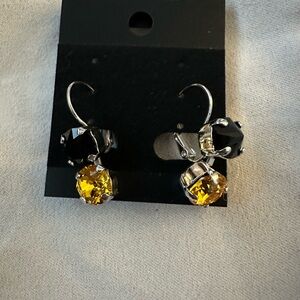 Elegant Silver and Yellow Earrings
